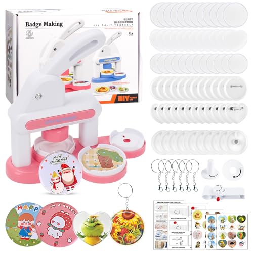 Button Maker Machine Multiple-Sizes - Pin Maker Machine Kit 1.37+2.16 inch - color: Pink - Badge Maker