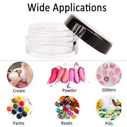 20x 3ml Empty Cosmetic Sample Jars, Small Round Plastic Containers - color: 20x 3ml Black