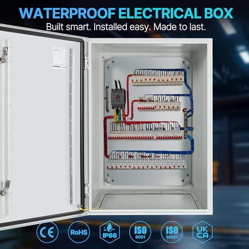 NEMA 4X Enclosure 28x20x10 Metal Outdoor Electrical Enclosure Box - size: 28"H × 20"W × 10"D