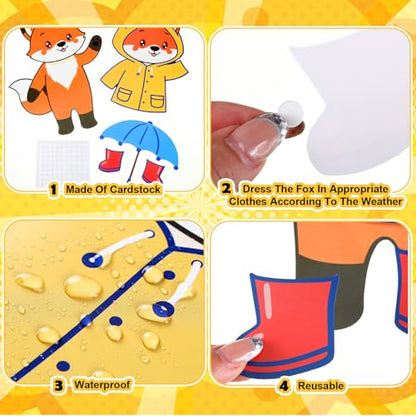 Gilprop 58 Pcs Dress for Weather Bulletin Board Set for Classroom, Fox - style: Fox