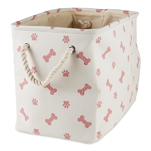 Bone Dry Pet Storage Collection Paw and Bone Print, Medium Rectangle, 16x10x12, Rose - color: Rose, size: Medium Rectangle, 16x10x12"