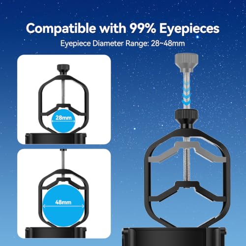 SVBONY SV214 Pro Telescope Phone Mount 3 Axis, Telescope Phone Adapter - size: Support 28 to 48mm