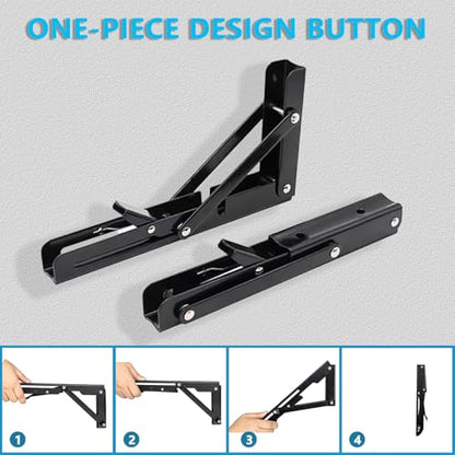 Folding Shelf Bracket 20 inch 2PC Wall Mounted Collapsible Shelves Brackets Heavy Duty Foldable Workbench Bracket DIY Wall Table Hinges for RV Countertop Extension Gargage Workstation Table Supports - size: 20 Inch