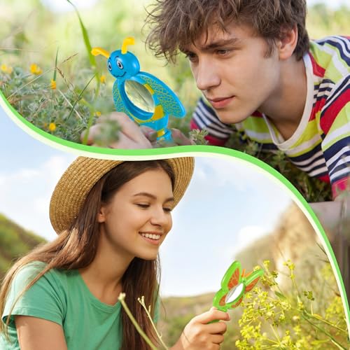 Oudain 3 Piece Flower Magnifying Glasses, Insect Butterfly Theme Handheld
