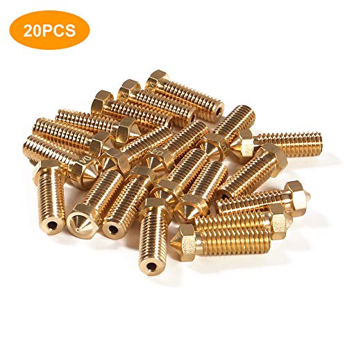 20PCS 3D Brass Volcano Nozzle M6 Thread Nozzles 0.4mm M6 Printed Head for 1.75mm Filament 3D Printer Parts Volcano Heater Block J-Head Hotend Extruder - color: 20pcs Volcano Nozzles 0.4mm