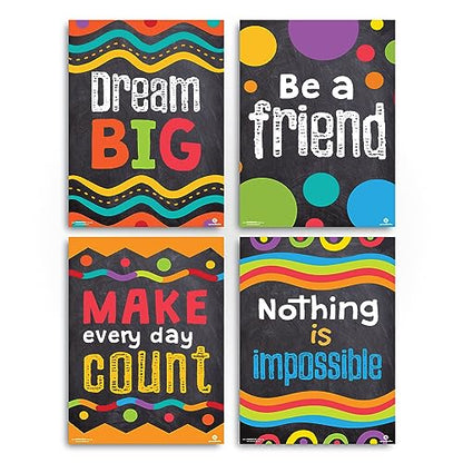 Sproutbrite 8 Pack 12”x16” Educational Motivational Posters for Classroom - color: Motivational