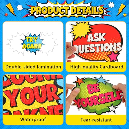 Hero Themed Mental Health Bulletin Board Set Motivational Classroom Decor It's Okay to Inspirational Affirmation Super Themed Cutouts for Back to School Party Classroom Home Chalkboard Wall Door Decor - style: It's Okay to