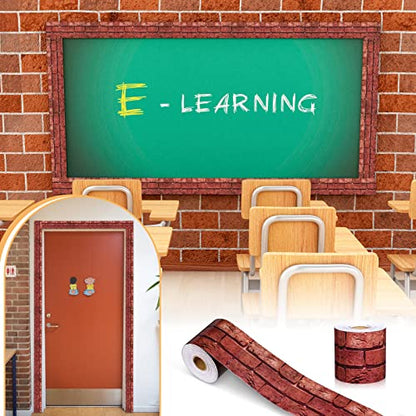 Outus 68 ft Red Brick Bulletin Board Border, 2.99 Inches - size: 2.99 Inches, style: Red Brick