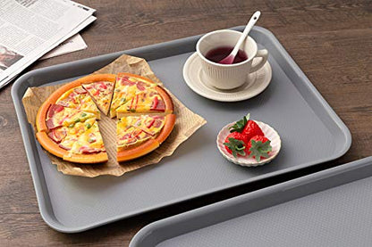 Eslite Rectangular Plastic Serving Trays,Fast Food Serving Cafeteria Trays,17"X13",Set of 6 (Grey) - color: Gray