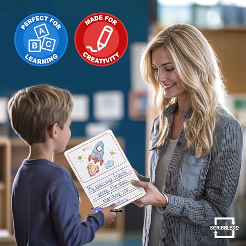 Scribbledo Story Lined Dry Erase Boards 9x12 for Kids Classroom 10 Pack - style: Story Board 10 Pack