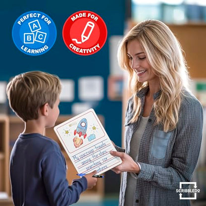 Scribbledo Story Lined Dry Erase Boards 9x12 for Kids Classroom 10 Pack - style: Story Board 10 Pack
