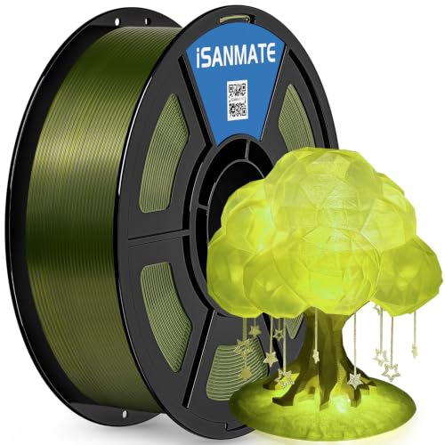 iSANMATE Rapid Clear Olive Green PLA Filament 1.75mm, 3D Printer Filament Transparent Filament, for Bambu Lab 3D Printers, AMS, AMSLite, 1kg Spool (2.2lbs) - color: Clear-olive Green