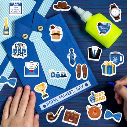 300Pcs Father's Day Foam Stickers, Cute Beard Tie Dad Foam Sticker Self Adhesive Fathers Day Stickers for Father's Day DIY Arts Crafts Party Favors School Activity Reward - style: Father's Day