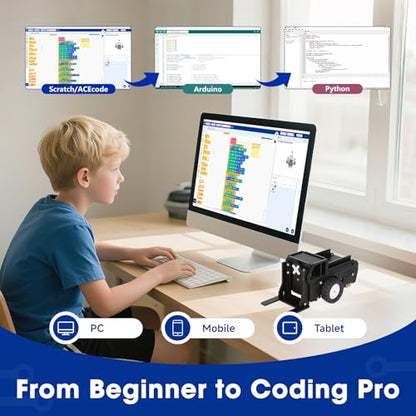ACEBOTT Robotics for Kids Ages 12+, 2 in 1 Smart Robot Car Kit Compatible with Arduino & Scratch, STEM Toys Coding Robot Kit for STEM Classroom & Home Education, for Kids and Teens