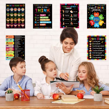 gisgfim Feelings Posters, 6 Pieces Wall Art for Classroom, Coping Strategies for Kids, Behavior Management Posters, Emotions Chart, Calm Down Corner Decorations