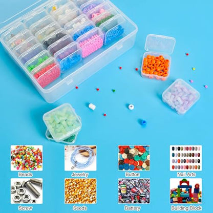 Bead Organizer Box, 56Pcs Small Clear Plastic Storage Containers, 2 Large Craft Organizer Boxes, 2 Sheets Label, Mini Parts Storage Solution for Beading Jewelry Making Diamond Arts Screws Seeds - size: 2 Pack - 56 Pcs (2.16" x 2.16" x 0.78")