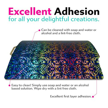 Cookiecad Cookie Sheet - Holographic 3D Printer Build Plate - Double Sided Reflective 3D Printer Bed, Flexible Spring Steel 3D Printer Platform (Chromatic Spirals, 235x235) - size: 235x235, style: Chromatic Spirals