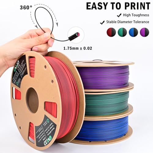 OVV3D Dual Color PLA Filament 1.75mm, Black Green Matte PLA 3D Printer Filament, Multi Color Change 3D Printing Filament for Most FDM 3D Printer, 1kg Spool - color: Matte Black Green
