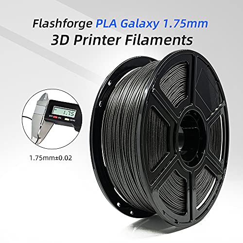 FLASHFORGE PLA Filament 1.75mm Galaxy Matte Black, 3D Printer Filament with Silver Glitter 1kg (2.2lbs) Spool, Dimensional Accuracy +/- 0.02mm, Shimmering 3D Printing Filament for Unique Finish - color: Galaxy Matte Black