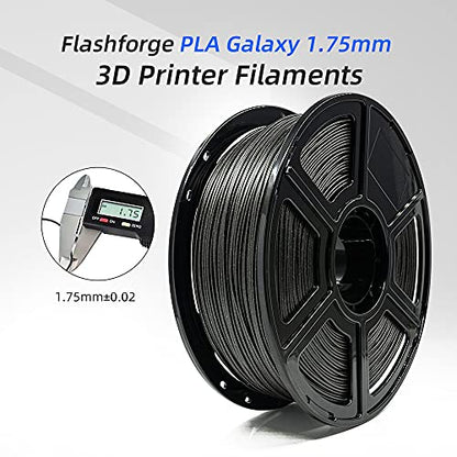 FLASHFORGE PLA Filament 1.75mm Galaxy Matte Black, 3D Printer Filament with Silver Glitter 1kg (2.2lbs) Spool, Dimensional Accuracy +/- 0.02mm, Shimmering 3D Printing Filament for Unique Finish - color: Galaxy Matte Black