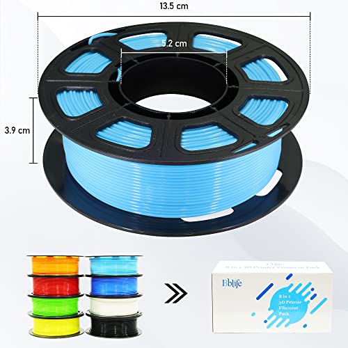 1.75mm 8 Spools Popular Colors 3D Printer PLA Filament Bundle Pack: Black White Red Blue Yellow Orange Limegreen SkyBlue, Each Spool 250g, Widely Compatible, Total 2Kg 3D Printing Filament - color: Black, White, Red, Blue, Yellow, Orange, Limegreen, Skybl