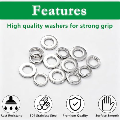 100PCS M6 Flat Washers& Spring Lock Washers, 304 SS - size: M6-100PCS