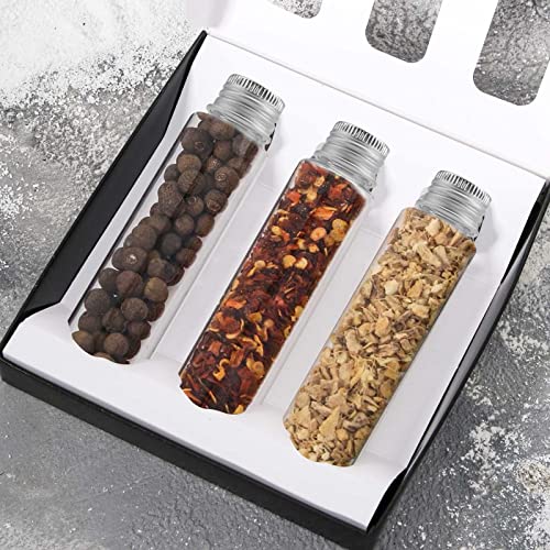 SINJEUN 80 PCS 50ml Flat Plastic Test Tubes, 28×109 mm Clear Test Tube with Screw Caps Good Seal Test Tubes Containers for Sampling, Planting and Storing