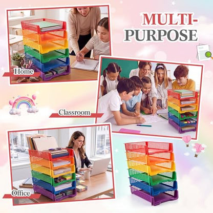 Geetery Turn in Trays Classroom, Rainbow Color, Set of 12 - color: Rainbow Color