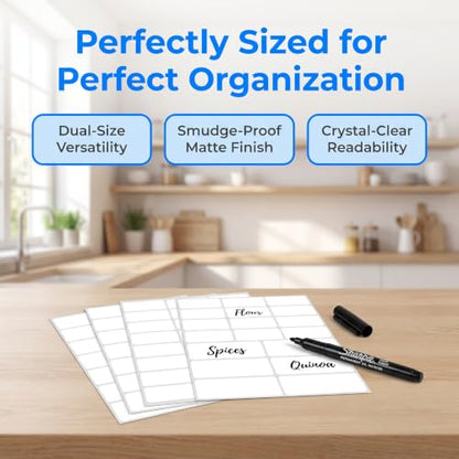 Waterproof Removable White Blank Name Labels with Pen for Organization - style: White Multiple sizes