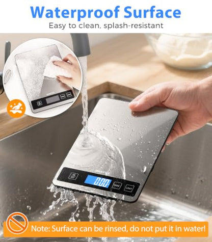 Food Scale, 33lb Rechargeable Kitchen Scale, 1g Precision, Black - color: Rechargeable-Black
