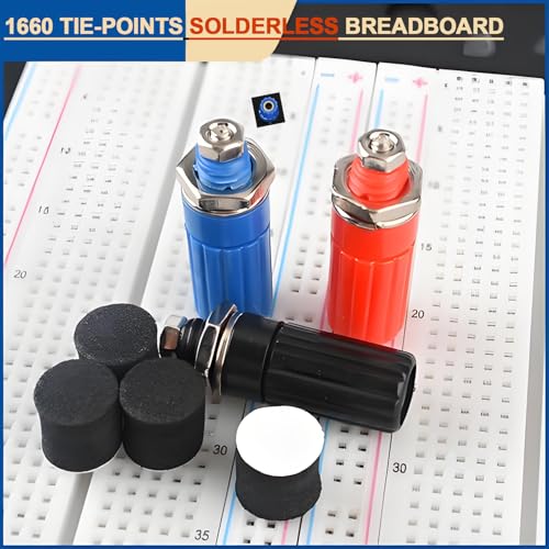 HaoDuoQian 1660 Tie-Points Solderless Breadboard with Aluminum Back Plate Large Breadboard Compatible with Arduino