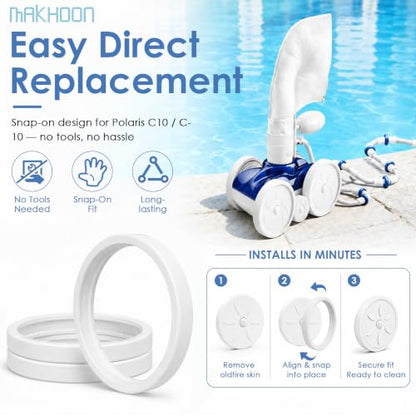MAKHOON C10 Pool Cleaner Replacement Tire, All Purpose Compatible with Polaris 180 280 360 380 Pool Cleaners, 3 Pack - size: 3P