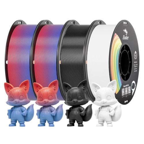Creality 3D Printer Filament 1.75mm PLA 4KG, Rainbow Upgrade PLA+ Filament Strong Toughness No-Tangling Vacuum Packaging 3D Printing Filament Fit Most 3D Printers - color: Pla+-black+white+2*rainbow