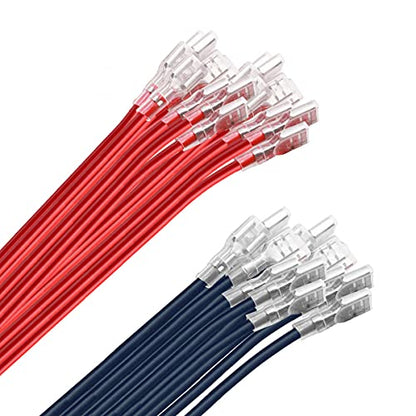 30pcs 4.8mm Spade Crimp Terminal, Female Electrical Insulated Terminals with 20cm 16AWG Cable,Spade Quick Connectors with Insulating Sleeve,30packs - size: 4.8mm Spade Terminal