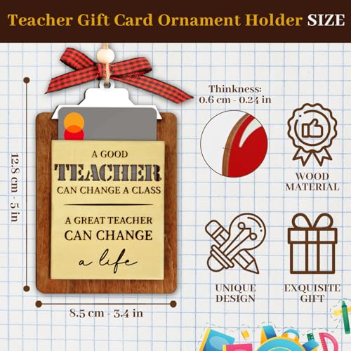 Thank You Gift Card Holder - A Great Teacher Can Change A Life- Teacher - color: Teacher Clip Board