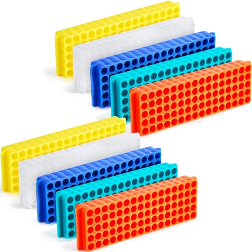 10 Pcs Tube Rack Microcentrifuge Tube Rack Double-Sided Plate 80 and 60 Holes Vial Rack Test Tube Holder Polypropylene for 0.2ml-2ml Centrifugal Pipe, Assorted Colors - color: Colorful, size: 8.86 x 2.64 x 1.06 inches