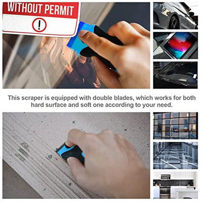 Razor Blade Scraper, 2 Pack Blue Double Edge Razor Scraper Remover Tool - color: Blue