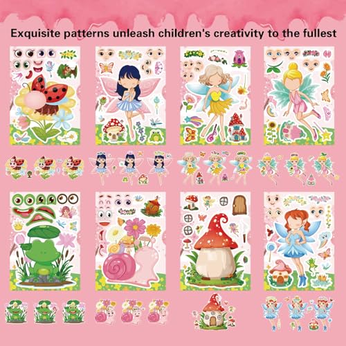24 PCS Fairy Stickers for Kids, Make a Face Sticker, Make Your Own Stickers - style: Fairy