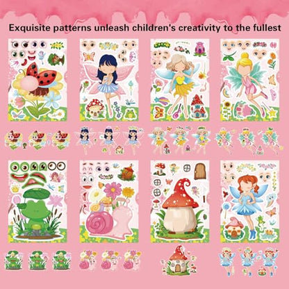 24 PCS Fairy Stickers for Kids, Make a Face Sticker, Make Your Own Stickers - style: Fairy