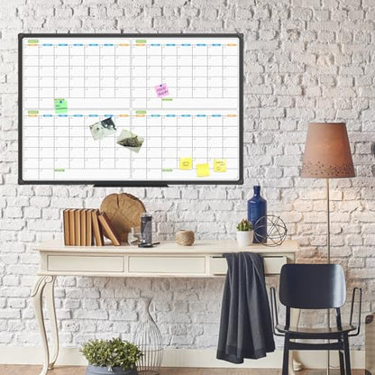 JILoffice Magnetic Dry Erase Calendar Whiteboard, 4 Month White Board Planner 36 X 24 Inch, Black Aluminum Frame Wall Mounted Board for Office Home and School - color: Black, size: 24"W x 35.8"H