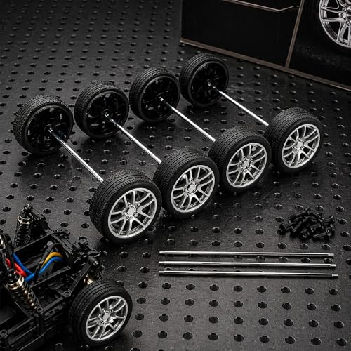 10PCS Toy Car Wheels 28mm Rubber Tire Wheels with Metal Shaft for RC Car Truck DIY Model Toy Wheel Replacement Accessories (2.5x28mm) - style: 2.5x28mm
