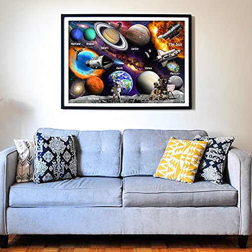 Think2Master Solar System & Space Exploration 500 Pieces with Very Large Pieces Jigsaw Puzzle 13+, Teens, Adults & Families. Great Gift for stimulating Learning About Astronomy. Size: 26.8” X 18.9” - style: Solar System & Space Exploration
