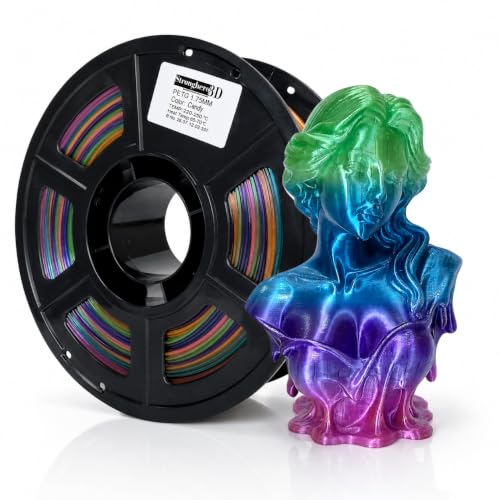 PETG Translucent Candy Rainbow Filament 1.75mm, Glossy Multicolor Gradient 3D Printer Filament for Lamp Covers and Lampshades, Bubble-Free, Low Warping, Low Stringing, No Tangle,1kg - color: Petg-trans-candy