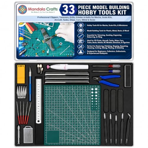 Mandala Crafts 33 Model Building Hobby Tools Kit for 3D Plastic Miniatures - style: Premium 33 PCs
