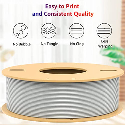PLA+ 3D Printer Filament 1.75mm No Tangle, Neatly Wound Filament Net Weight 250g Spool, PLA Pro Plus,Silk Silver - color: 250g-silk Silver