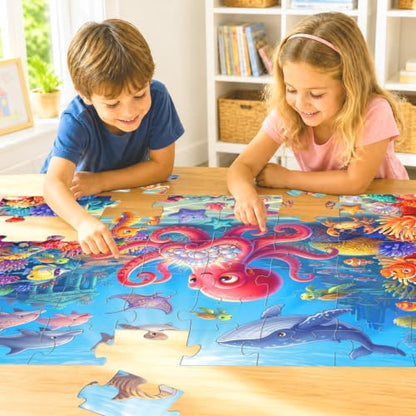 Jumbo Floor Puzzles for Kids Ages 3-5 48 Piece Ocean Educational Toy - color: Underwater World