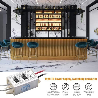 12V Power Supply LED Driver, Lustaled 15W 12 Volt Power Supply Transformer Waterproof IP67 Small 120V AC to 12V DC Converter for LED Strips, Security Cameras, Junction Box, G4 MR11 MR16 Bulbs (4-Pack) - style: 15W 12V - 4 Pack
