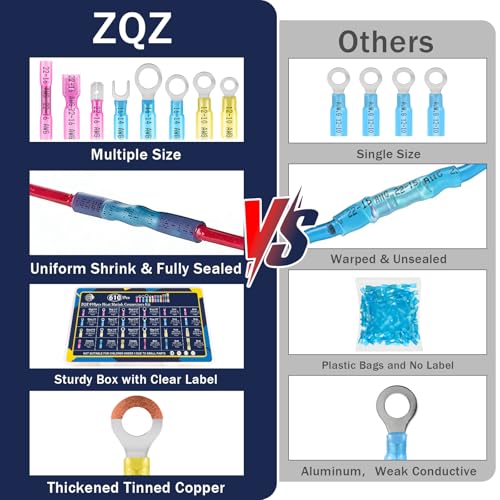 ZQZ 610Pcs Heat Shrink Marine Wire Connectors Assortment Kit, Waterproof
