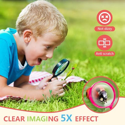 SenseYo 10 PCS Mini Magnifying Glass for Kids, 5X Small Kid Magnifier for Hobbies and Science