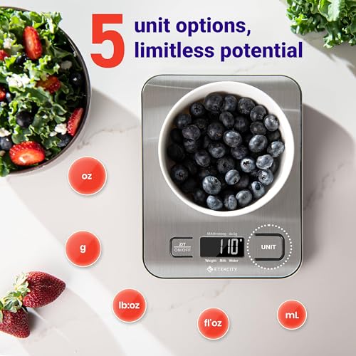 Etekcity Food Kitchen Scale, Digital Grams and Ounces, 11lb - color: Stainless Steel